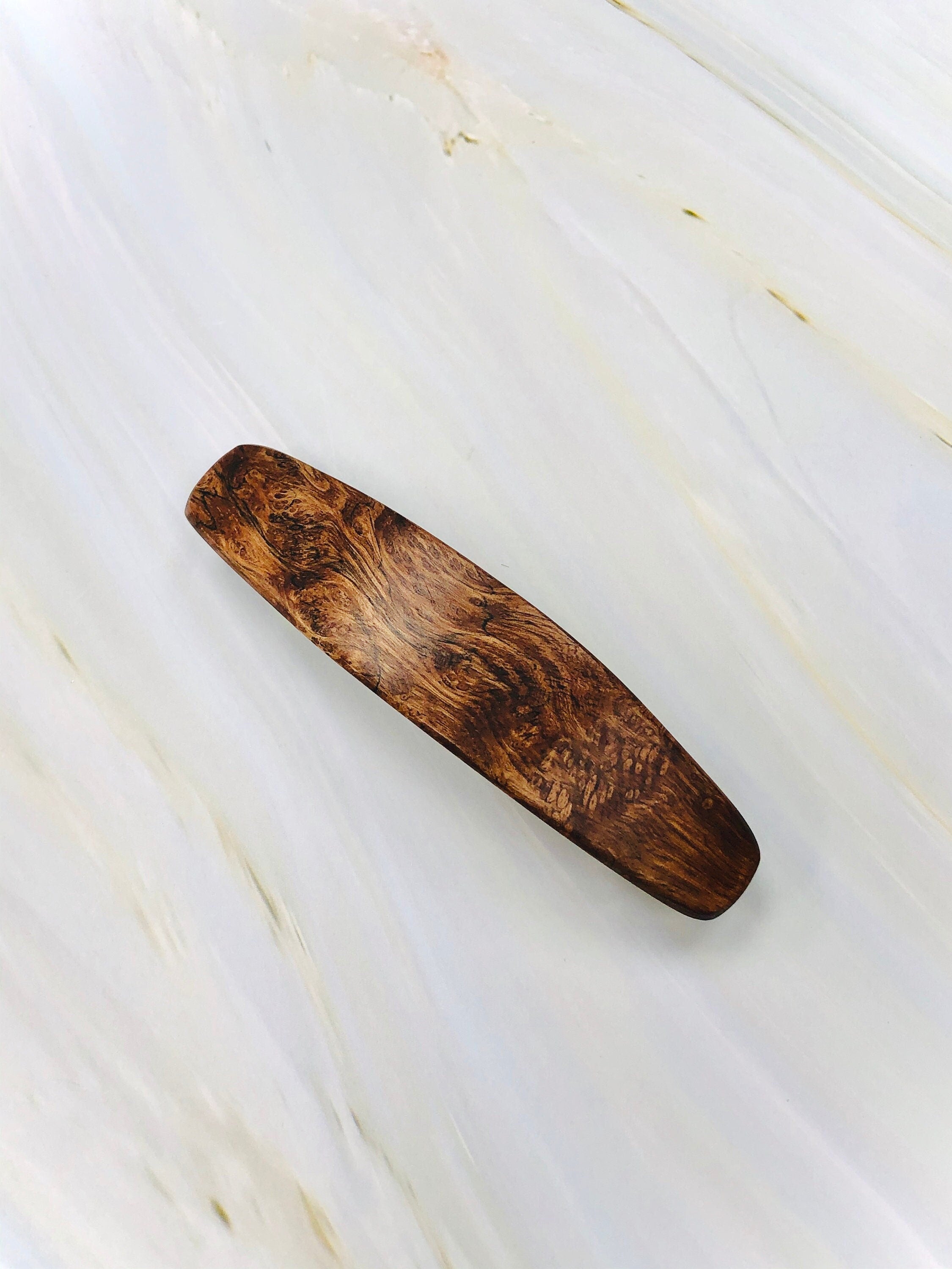 Hair Clip for Women Wood Barrette for long hair Pyinma Burl Medium Minimalist Plain Hair Clip Claw Handmade 5th Anniversary gift for Wife