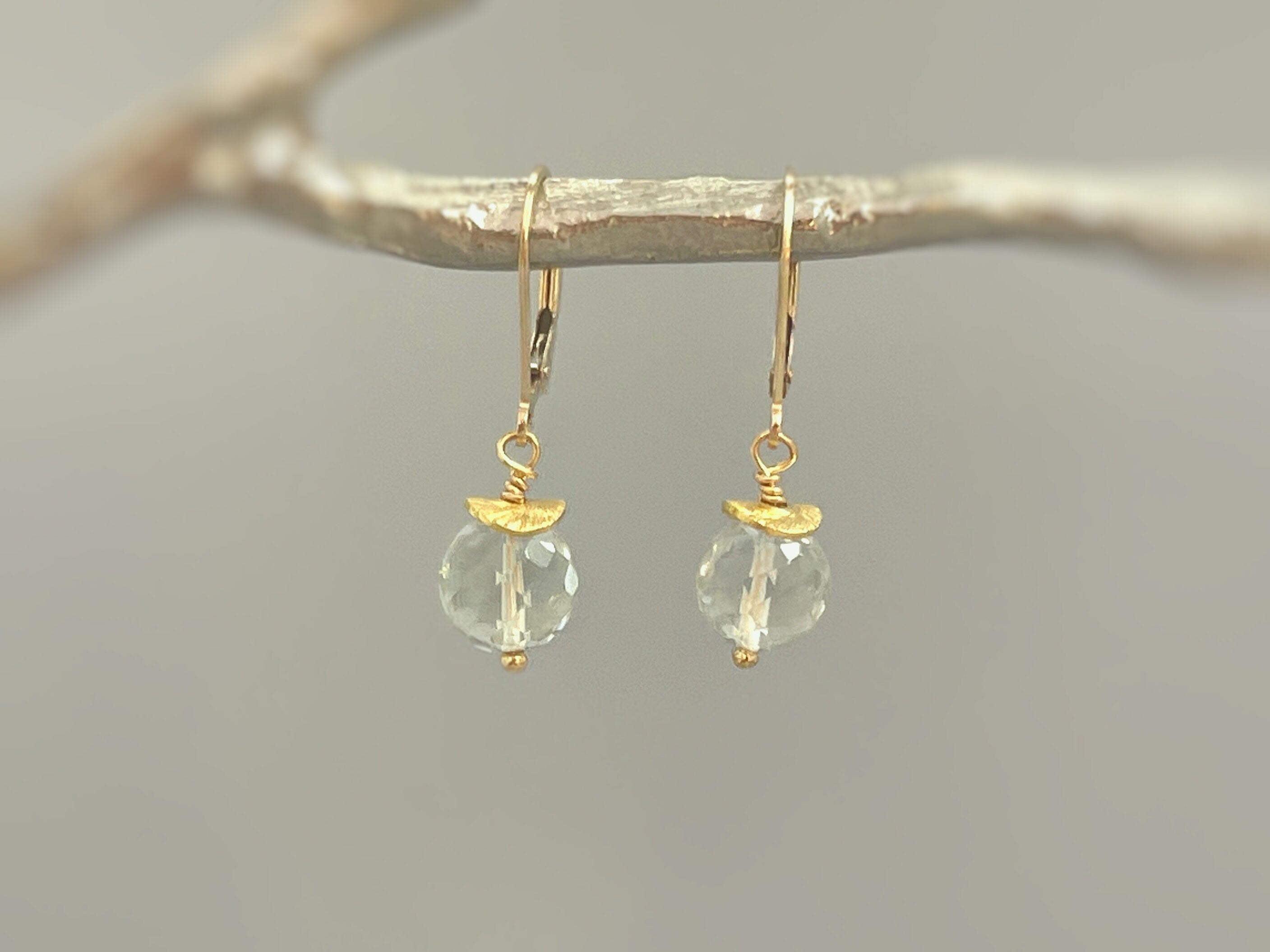 Green Amethyst Earrings dangle Sterling Silver 14k Gold FIll Rose Gold Dainty Drop dangly Earrings Minimalist artisan handmade jewelry gift