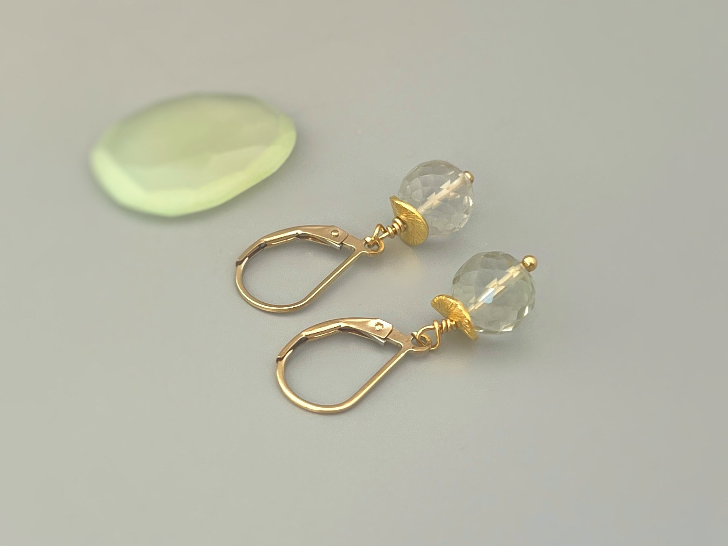 Green Amethyst Earrings dangle Sterling Silver 14k Gold FIll Rose Gold Dainty Drop dangly Earrings Minimalist artisan handmade jewelry gift