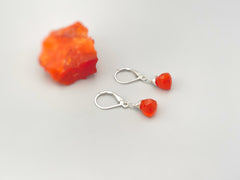 Carnelian earrings dangle Sterling Silver, 14k gold, Rose Gold Dainty, Dangly tear drop crystal Red Orange gemstone jewelry for women