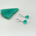 Emerald Green Gemstone earrings dangle Gold, Sterling Silver, Rose Gold