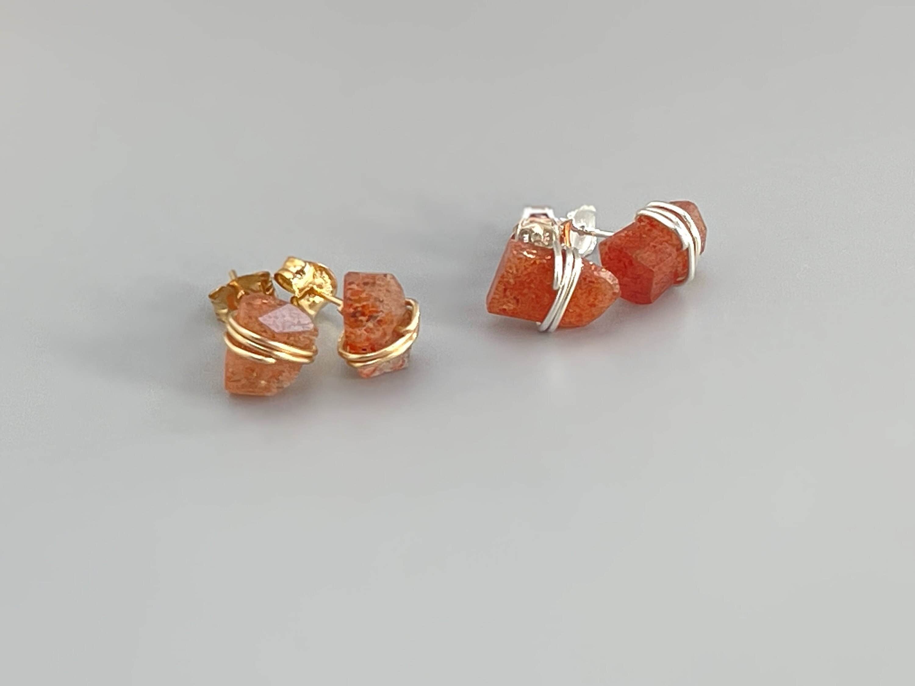 Raw Oregon Sunstone Stud Earrings