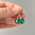 Malachite Earrings Silver, dangle, Boho Green gemstone 14k Gold Fill, Rose Gold dangly handmade Birthstone artisan jewelry for women