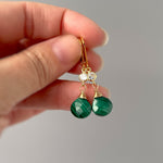 Facetted Malachite and Crystal Earrings Gold