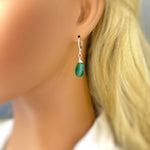 Emerald Green Earrings Dangle Sterling Silver 14k Gold fill