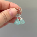 Aqua Chalcedony earrings dangle Sterling Silver
