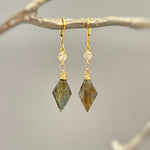 Handmade Labradorite earrings gold dangle Crystal Gemstone 14k dangly tear drop boho gemstone jewelry for women, birthstone gift for wife