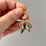 Handmade Labradorite earrings gold dangle Crystal Gemstone 14k dangly tear drop boho gemstone jewelry for women, birthstone gift for wife