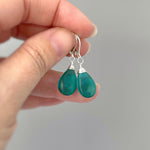 Emerald Green Earrings Dangle Sterling Silver 14k Gold fill Green Quartz dangly earrings Handmade Teal Gemstone Jewelry May Birthstone gift