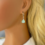 Aqua Chalcedony earrings dangle Sterling Silver