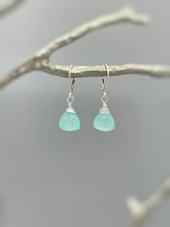 Aqua Chalcedony earrings dangle Sterling Silver