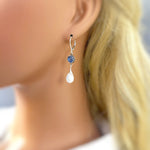 Handmade Blue Kyanite and Moonstone Earrings Dangle Handmade