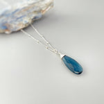 London Blue Necklace Handmade Topaz Quartz pendant Silver, gold, Rose Gold