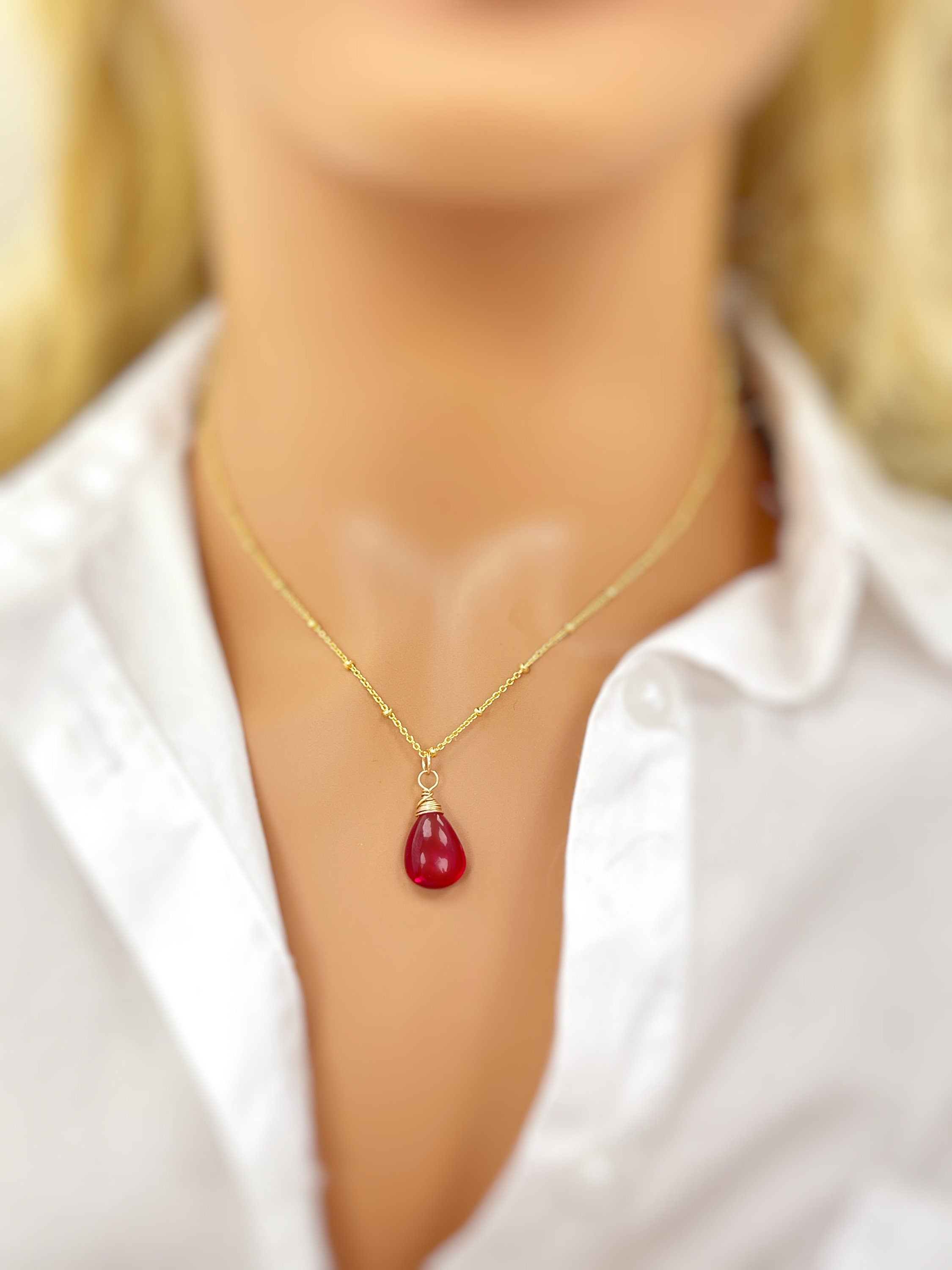 Pink Tourmaline Necklace Handmade Pink Quartz pendant 14k gold fill, Sterling Silver, Rose Gold Blue handmade gemstone Jewelry for women