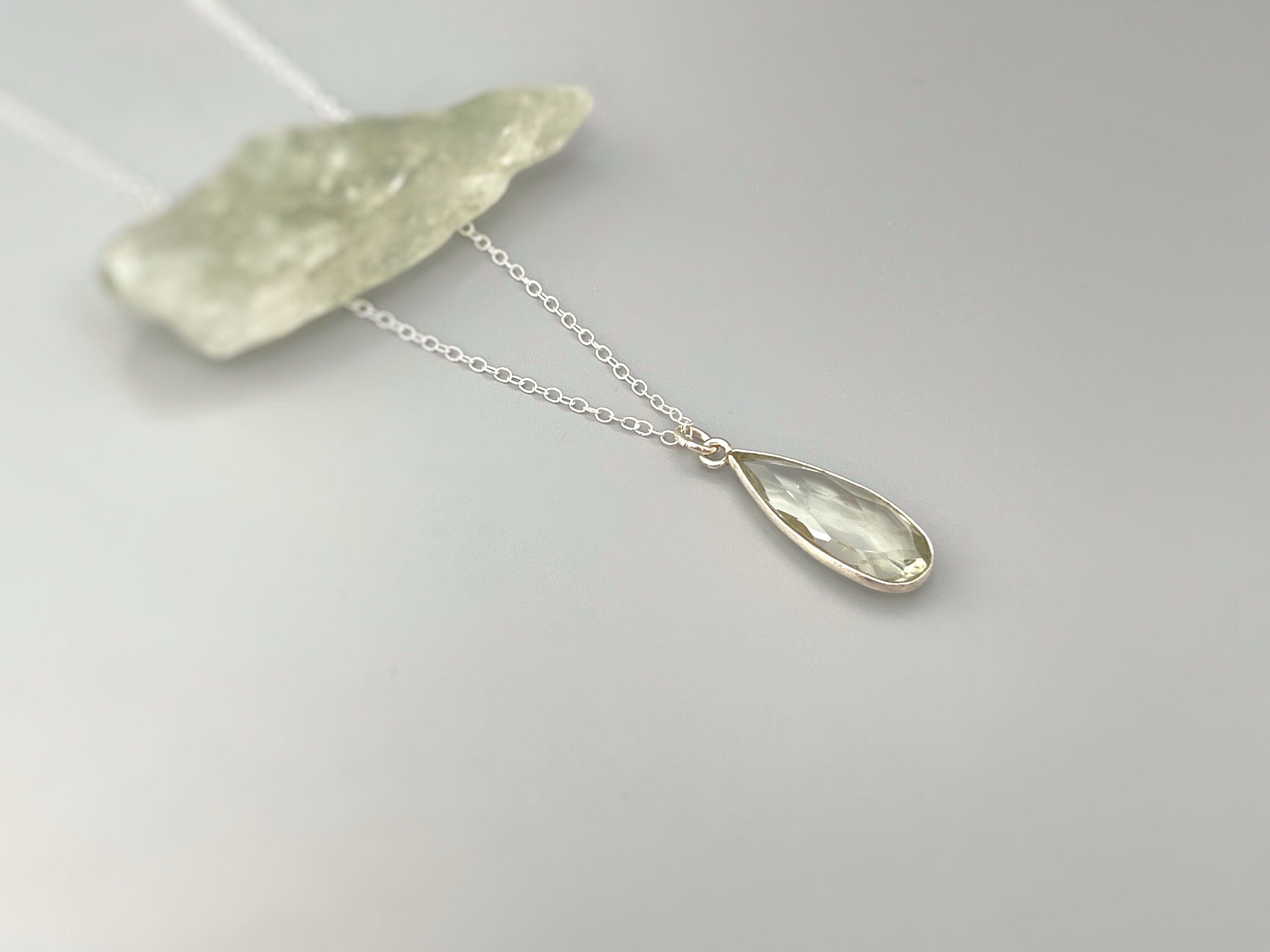 Green Amethyst Necklace Sterling Silver Prasiolite Jewelry