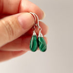 Malachite Earrings Dangle Sterling Silver Leverback