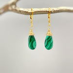 Malachite Earrings Dangle Sterling Silver Leverback