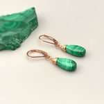 Malachite Earrings Dangle Sterling Silver Leverback