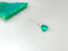 Dainty Emerald Green Necklace Sterling Silver