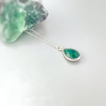 Emerald Necklace 14 Gold, Sterling silver, Handmade gemstone pendant Genuine Raw Emerald handmade jewelry layering necklace May Birthstone