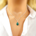 Emerald Necklace 14 Gold, Sterling silver, Handmade gemstone pendant Genuine Raw Emerald handmade jewelry layering necklace May Birthstone