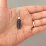 London Blue Necklace Handmade Topaz Quartz pendant Silver, gold, Rose Gold