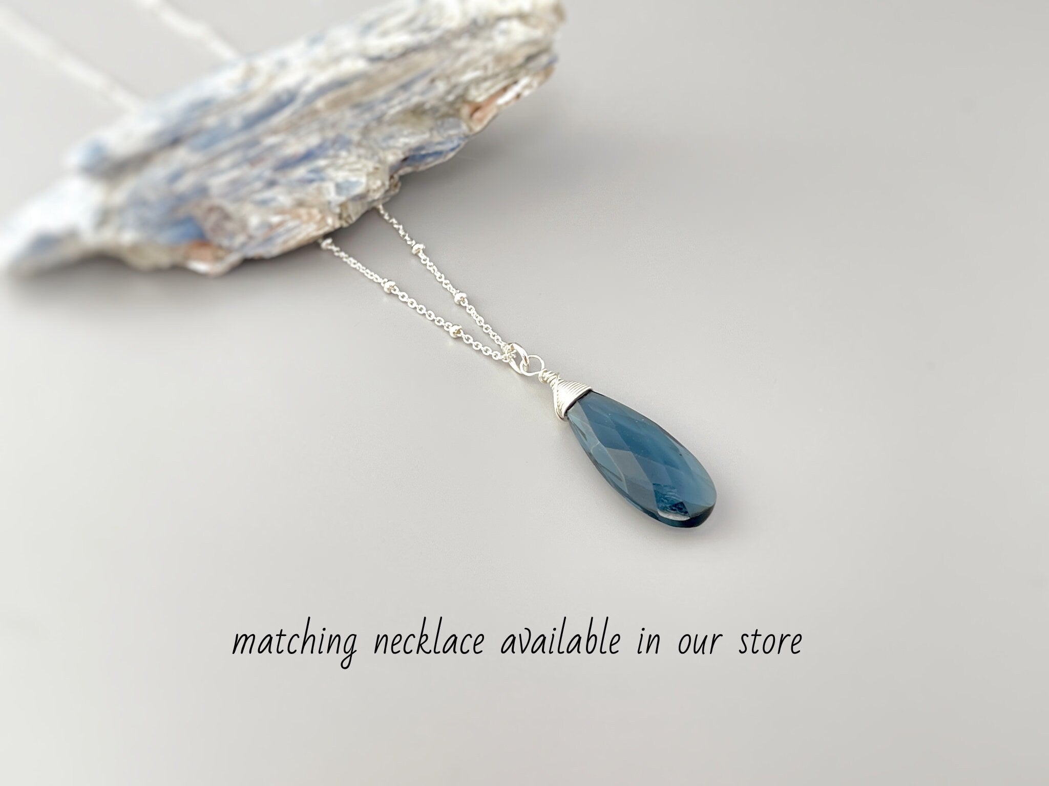 Crystal London Blue Topaz Quartz earrings dangle, drop gold