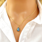 Facetted Labradorite Necklace Sterling Silver, 14k Gold