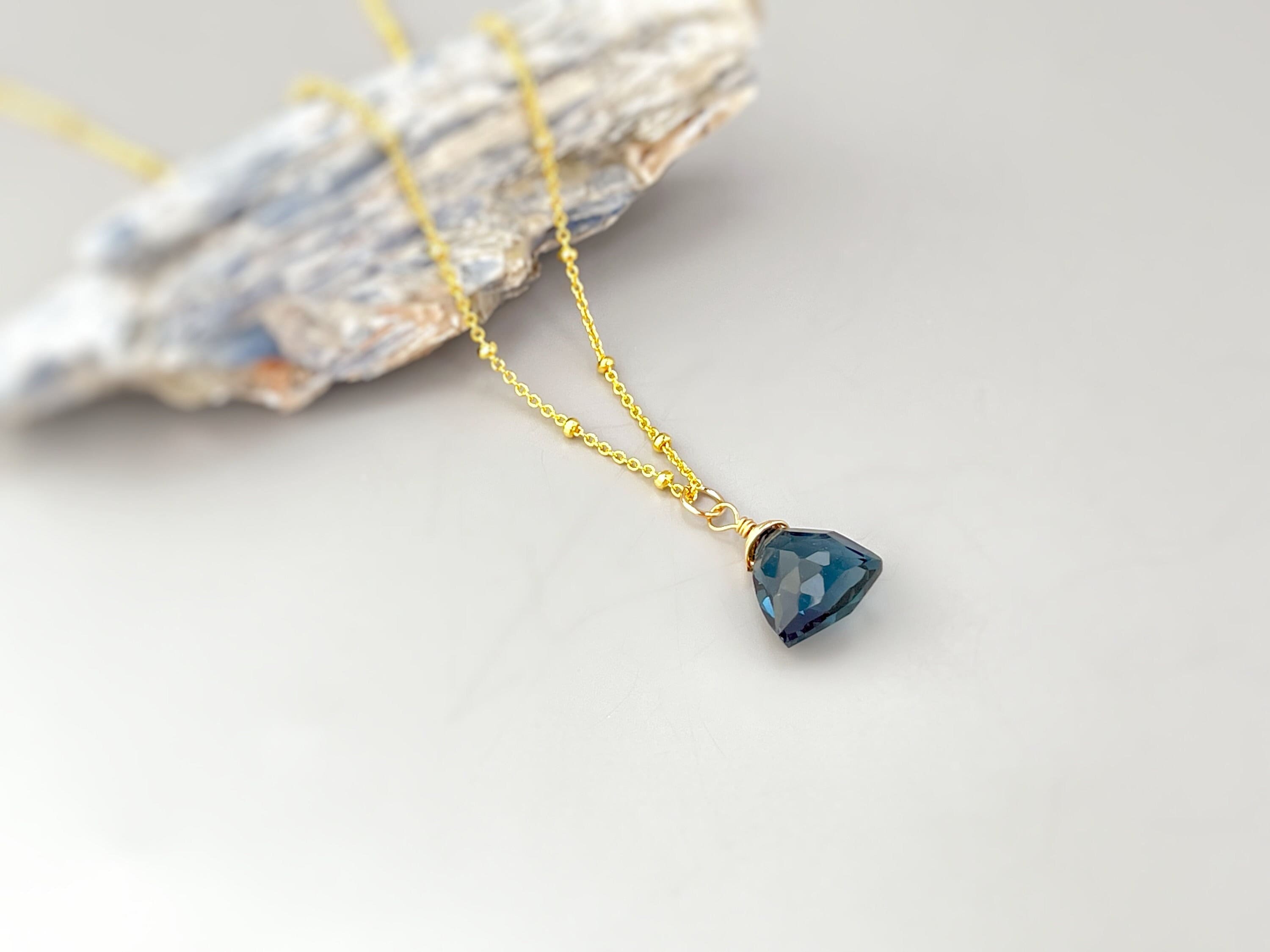 London Blue Topaz Quartz Necklace Gold, Silver, Rose Gold