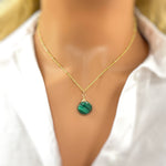 Facetted Malachite Necklace Gold