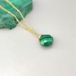 Facetted Malachite Necklace Gold