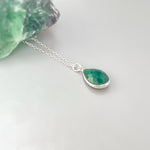 Emerald Necklace 14 Gold, Sterling silver, Handmade gemstone pendant Genuine Raw Emerald handmade jewelry layering necklace May Birthstone