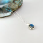 Labradorite Necklace Sterling Silver, handmade blue gemstone pendant birthstone jewelry layering boho necklace for women