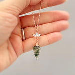 Moss Agate Necklace Rose Gold, Sterling Silver, Gold