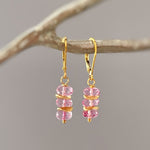 Dainty Pink Topaz earrings dangle Sterling Silver, Rose Gold, 14k Gold fill
