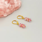 Dainty Pink Topaz earrings dangle Sterling Silver, Rose Gold, 14k Gold fill
