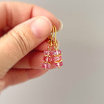 Dainty Pink Topaz earrings dangle Sterling Silver, Rose Gold, 14k Gold fill