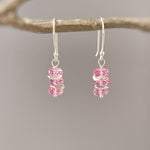 Dainty Pink Topaz earrings dangle Sterling Silver, Rose Gold, 14k Gold fill