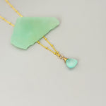 Aqua Green Chalcedony Necklace Gold Handmade gemstone pendant silver, Rose Gold Sterling Silver Jewelry layering necklace for women