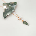 Moss Agate Necklace Rose Gold, Sterling Silver, Gold