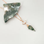 Moss Agate Necklace Rose Gold, Sterling Silver, Gold