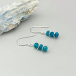Dainty Blue Apatite gemstone earrings dangle, Sterling Silver