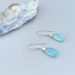 Blue Chalcedony earrings dangle Sterling Silver, 14k Gold fill Rose Gold dangly tear drop handmade light blue gemstone jewelry gift for mom
