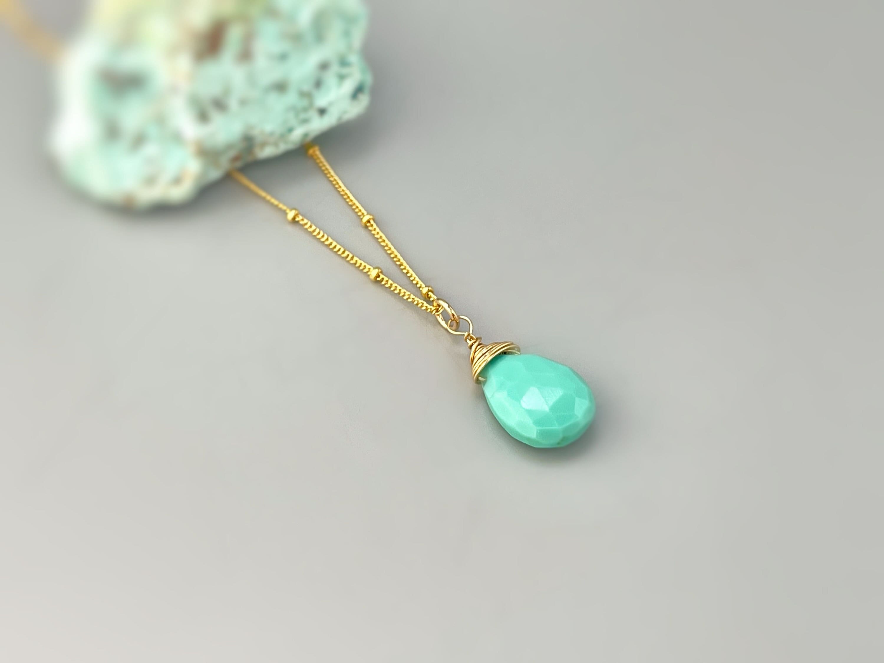Dainty turquoise Necklace Gold