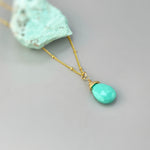 Dainty turquoise Necklace Gold, Sterling Silver, Rose Gold handmade birthstone jewelry for women pendant layering gemstone necklace