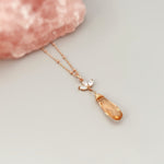 Morganite Necklace Rose Gold Handmade gemstone pendant Sterling Silver, Gold blush peach quartz Jewelry angel Crystal necklace for women