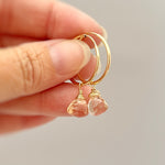 Morganite Hoop Earrings Dangle 14k Gold, Sterling Silver, Rose Gold, Handmade dainty peach pink gemstone crystal jewelry gift for mom, wife