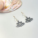 Gold Water Lily Flower Earrings dangle drop boh lotus handmade floral jewelry for summer July Birth Month flower nature jewelry gift