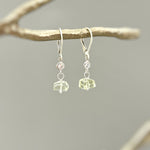 Raw Green Amethyst and Crystal Earrings dangle