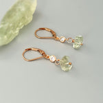 Dangly Green Amethyst Earrings Sterling Silver dainty raw gemstone crystal earrings Rose Gold, 14k Gold Handmade jewelry gift 14k Gold Fill